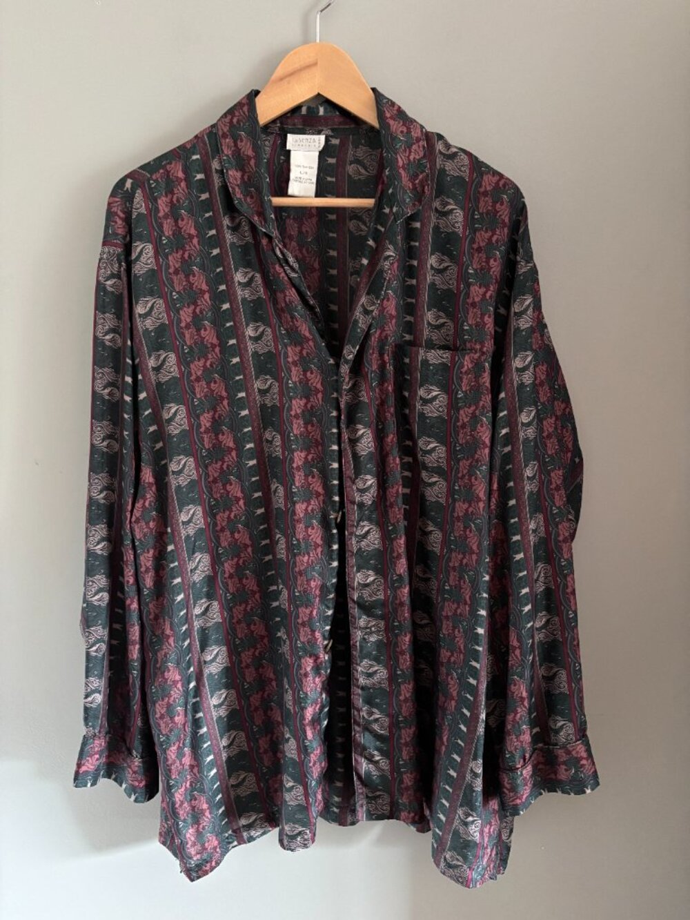 Silk Art Nouveau Patterned Pajama Set - Picture 5 of 12